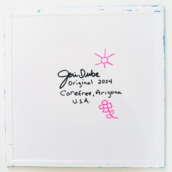 Original Painting Collectible Candy Cane Flowers 12"x12" Canvas Panel OOAK - Picture 3 of 4